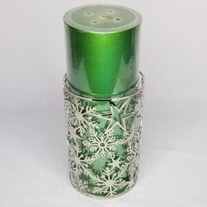 Silver Snowflakes Stars Jar Candle Sleeve‎ Holder Metal 4" x 6.5"H